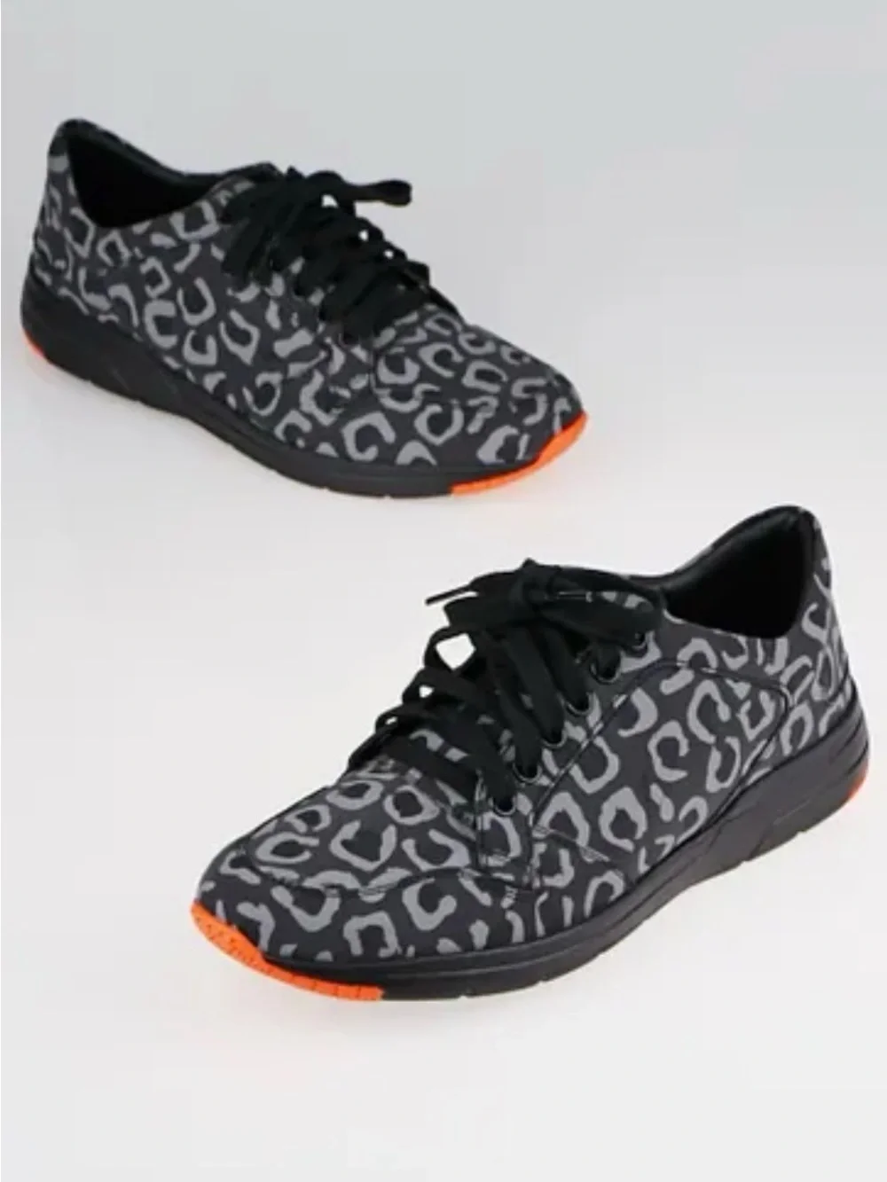 Gucci Unisex authentic Relex Leo Print Sneaker Blavk & Gray with Orange Soles
